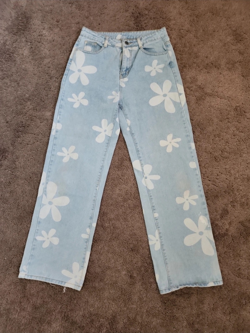 Shein Light Blue Floral Print High-Rise Women’s Jeans